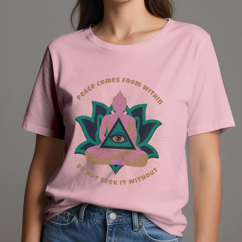 Olivenorma "PEACE COME FROM WITHIN" Buddha Lotus Spiritual T-Shirt - image 14
