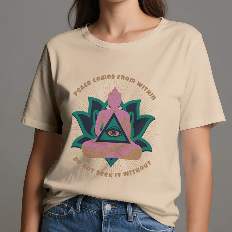 Olivenorma "PEACE COME FROM WITHIN" Buddha Lotus Spiritual T-Shirt - image 10