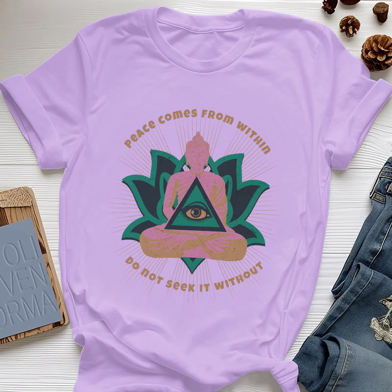 Olivenorma "PEACE COME FROM WITHIN" Buddha Lotus Spiritual T-Shirt - Purple - 2XL - image 15