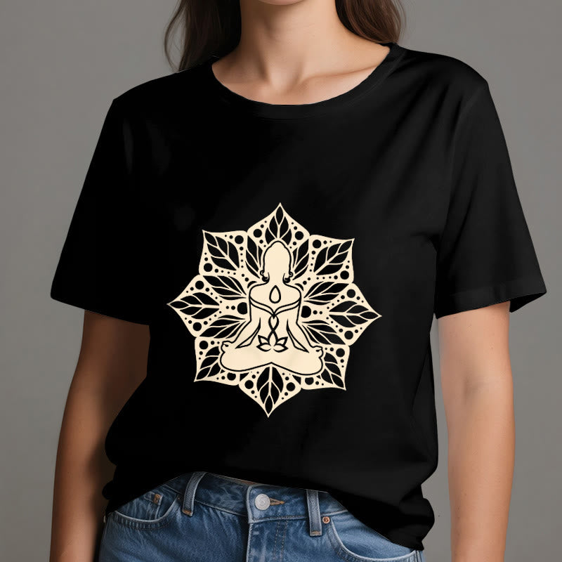 Olivenorma Medala Floral Meditation Yoga Tee T-Shirt - image 8