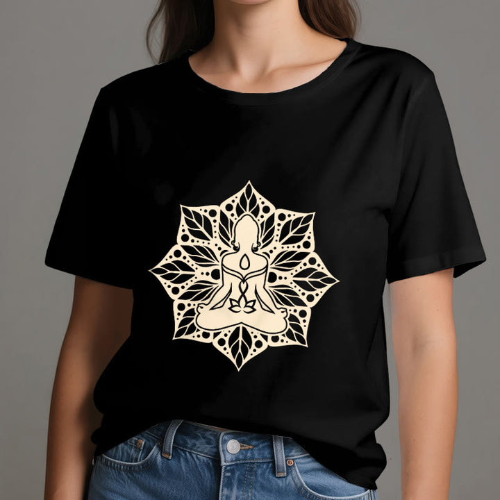 Olivenorma Medala Floral Meditation Yoga Tee T-Shirt - image 8