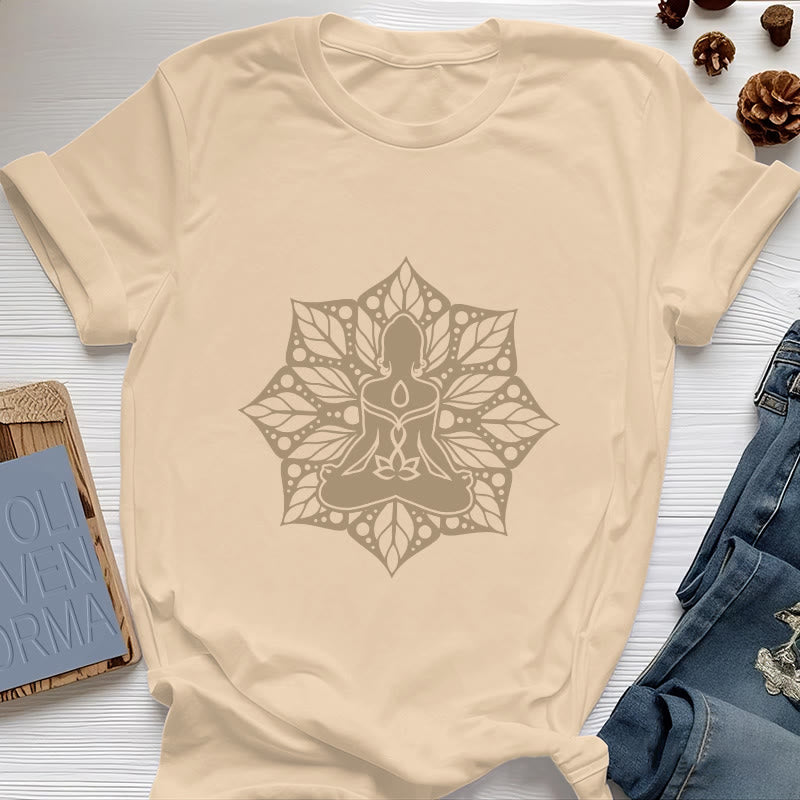 Olivenorma Medala Floral Meditation Yoga Tee T-Shirt - Yellow - 2XL - image 9