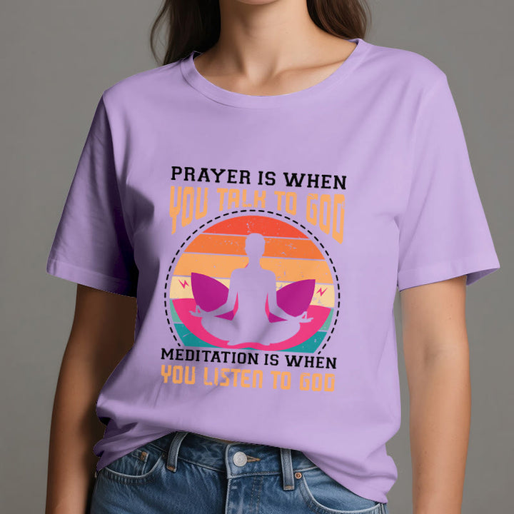 Olivenorma "MEDITATION IS WHEN YOU LISTEN TO GOD" Spiritual Yoga T-Shirt - image 16