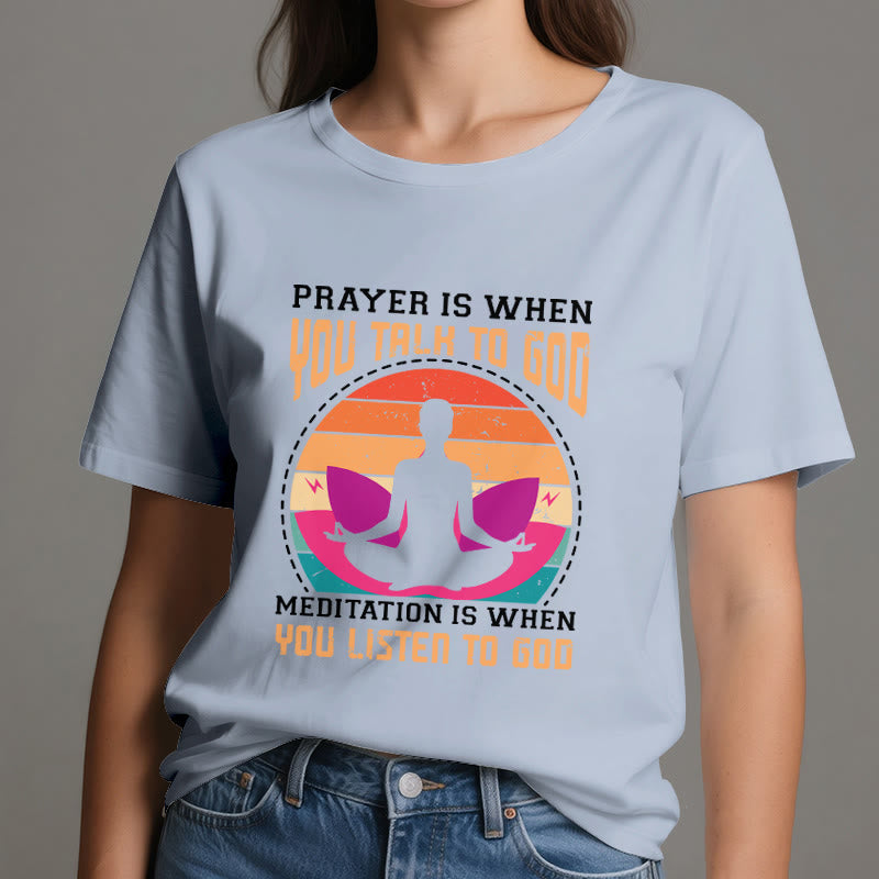 Olivenorma "MEDITATION IS WHEN YOU LISTEN TO GOD" Spiritual Yoga T-Shirt - image 12