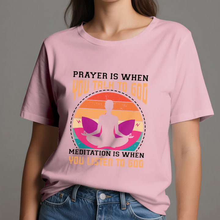 Olivenorma "MEDITATION IS WHEN YOU LISTEN TO GOD" Spiritual Yoga T-Shirt - image 14