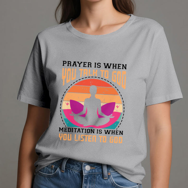 Olivenorma "MEDITATION IS WHEN YOU LISTEN TO GOD" Spiritual Yoga T-Shirt - image 8