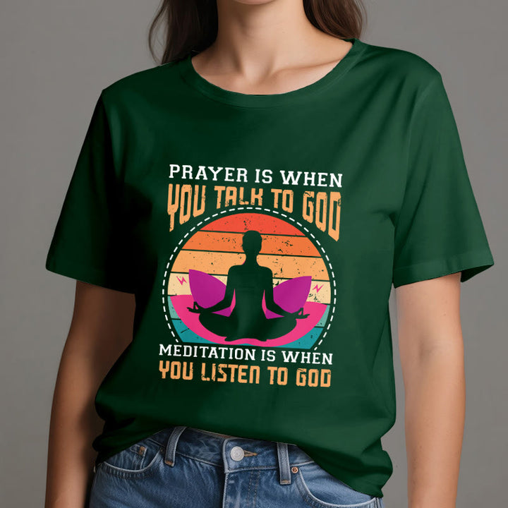 Olivenorma "MEDITATION IS WHEN YOU LISTEN TO GOD" Spiritual Yoga T-Shirt - image 20