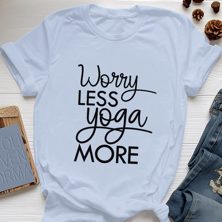 Olivenorma "WORRY LESS, YOGA MORE" YOGA Lover Tee Meditation T-Shirt - Blue - 2XL - image 11