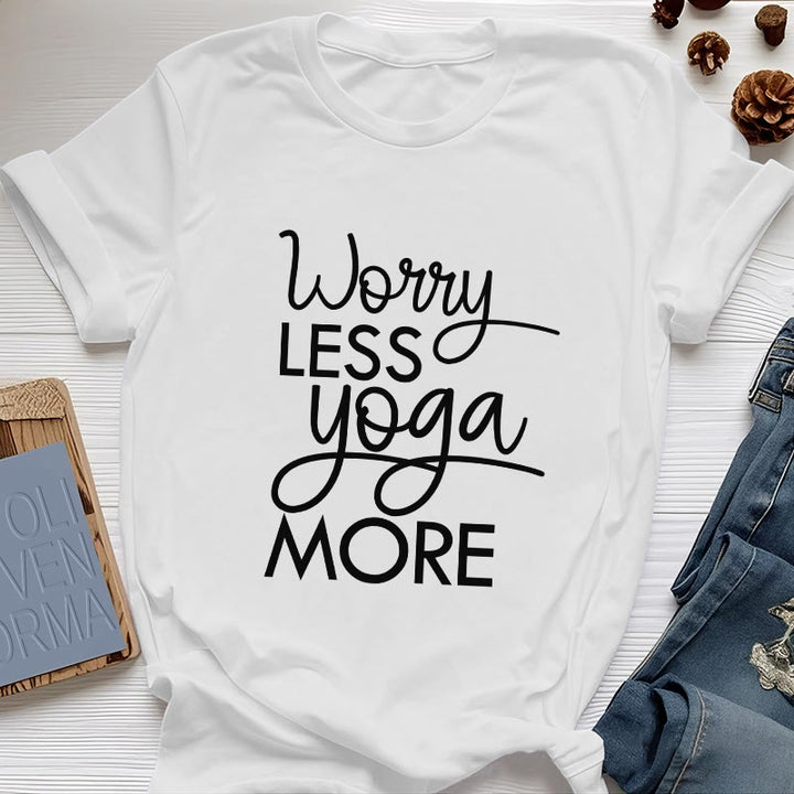 Olivenorma "WORRY LESS, YOGA MORE" YOGA Lover Tee Meditation T-Shirt - White - 2XL - image 5