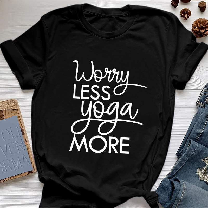 Olivenorma "WORRY LESS, YOGA MORE" YOGA Lover Tee Meditation T-Shirt - Black - 2XL - image 7