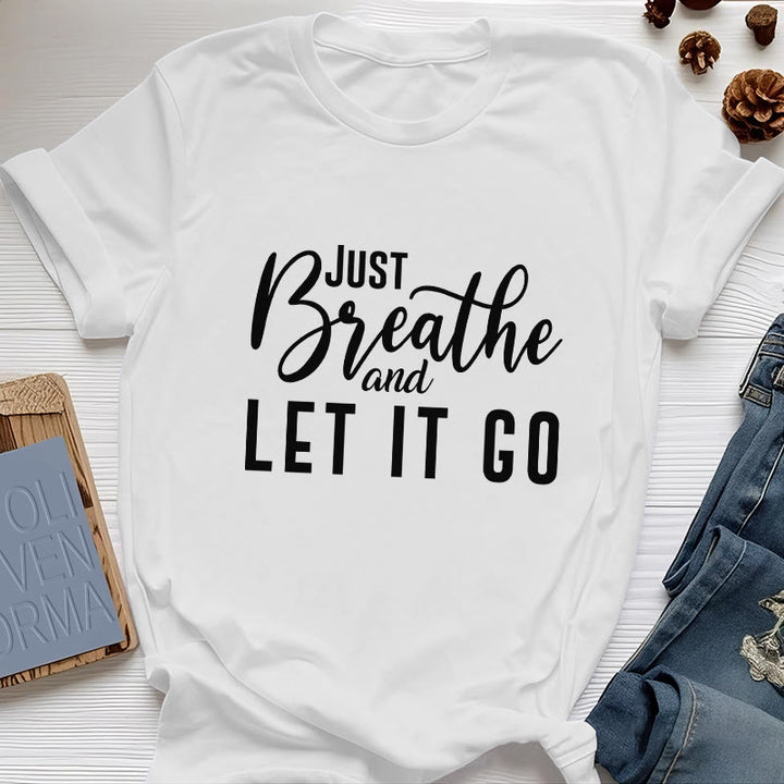 Olivenorma "JUST BREATHE AND LET IT GO" Spiritual Tee T-Shirt - White - 2XL - image 5