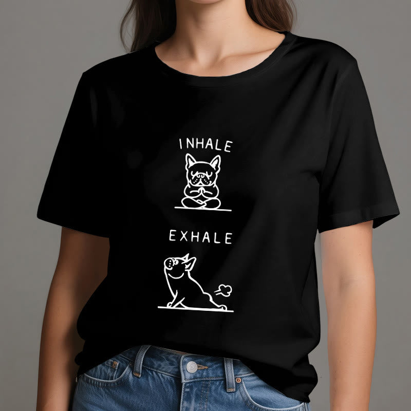 Olivenorma Bulldog "INHALE & EXHALE" Funny Spiritual T-Shirt - image 6