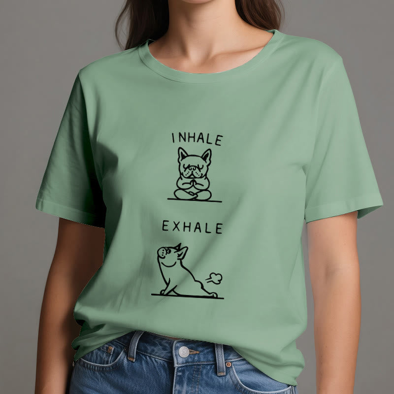 Olivenorma Bulldog "INHALE & EXHALE" Funny Spiritual T-Shirt - image 18