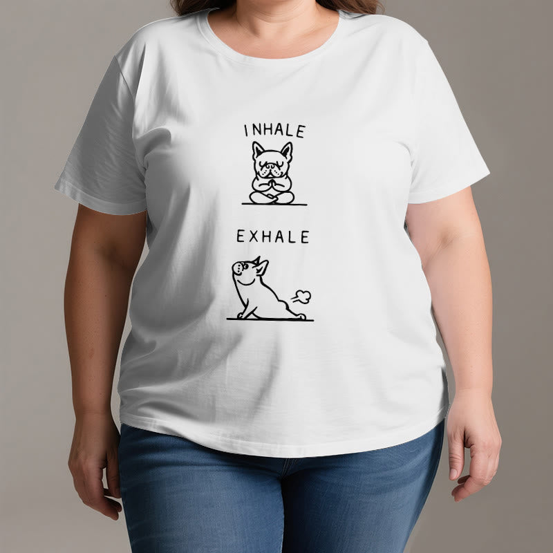 Olivenorma Bulldog "INHALE & EXHALE" Funny Spiritual T-Shirt - image 2
