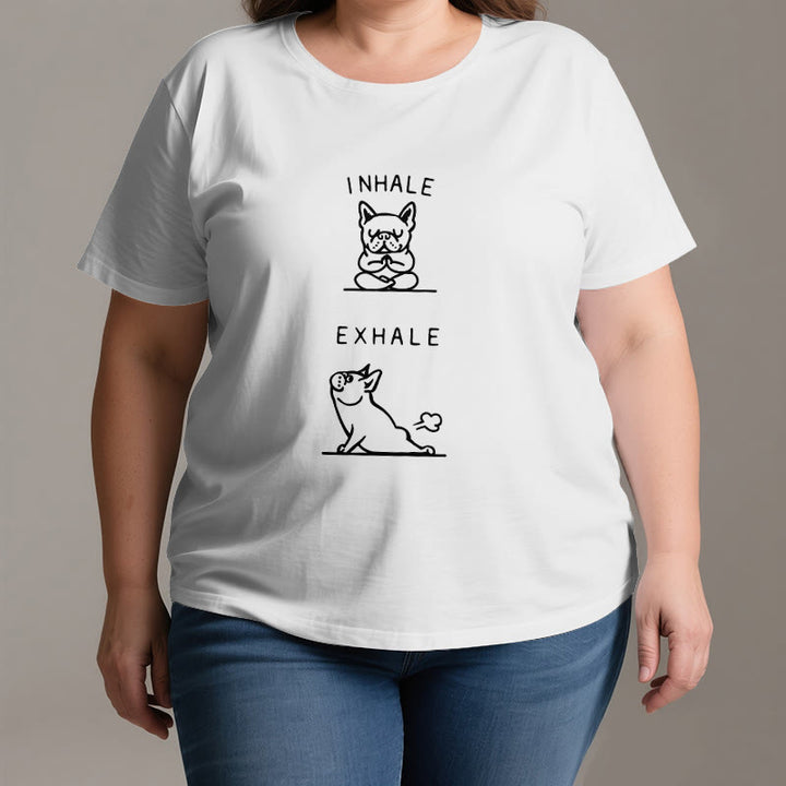 Olivenorma Bulldog "INHALE & EXHALE" Funny Spiritual T-Shirt - image 2