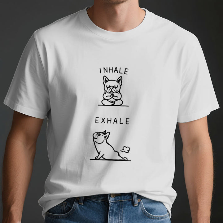 Olivenorma Bulldog "INHALE & EXHALE" Funny Spiritual T-Shirt - image 3