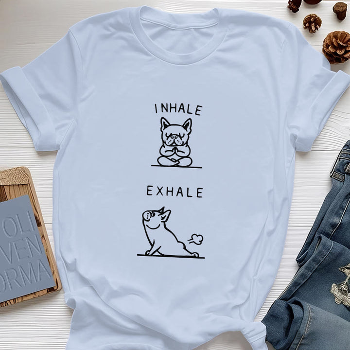 Olivenorma Bulldog "INHALE & EXHALE" Funny Spiritual T-Shirt - Blue - 2XL - image 11