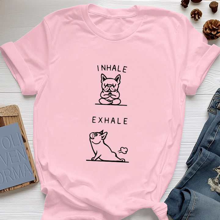 Olivenorma Bulldog "INHALE & EXHALE" Funny Spiritual T-Shirt - Pink - 2XL - image 13