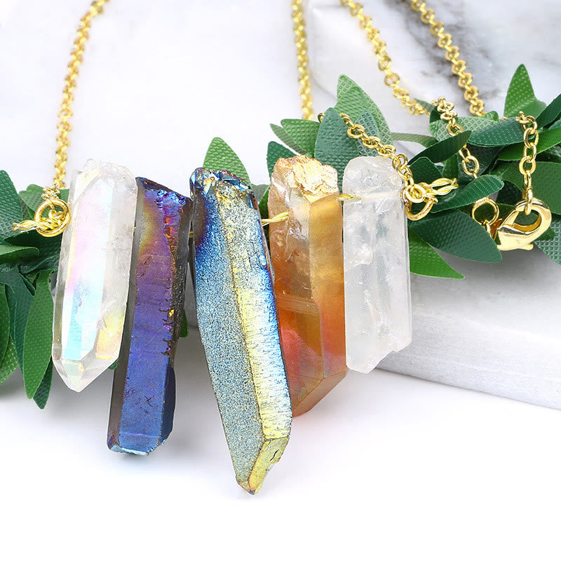 Olivenorma Natural Crystal Rough Mixed Color Crystal Pendant Necklace - image 1