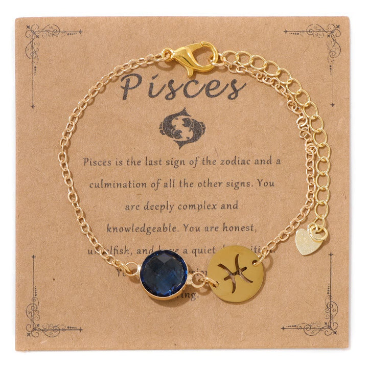 Olivenorma 12 Constellations Zodiac Birthstone Adjustable Bracelet - Pisces - image 6