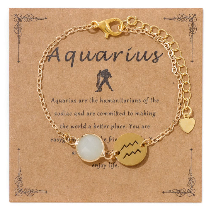 Olivenorma 12 Constellations Zodiac Birthstone Adjustable Bracelet - Aquarius - image 5