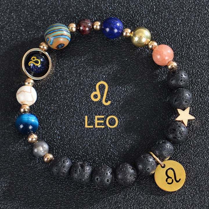 Olivenorma Twelve Constellations Eight Planets Gemstone Bracelet - Lava Stone - Leo - image 19