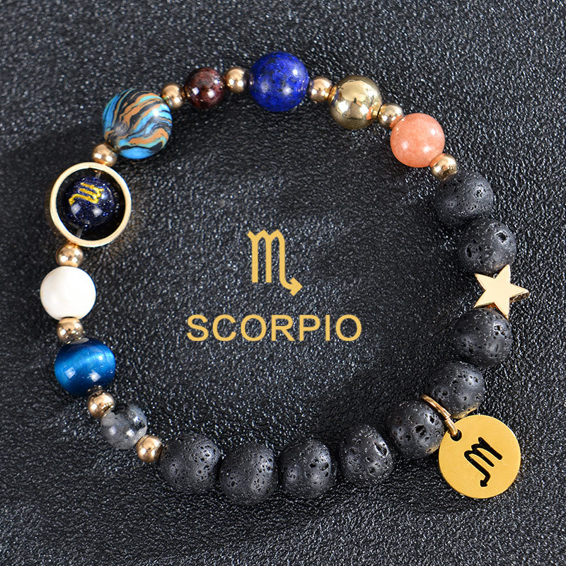 Olivenorma Twelve Constellations Eight Planets Gemstone Bracelet - Lava Stone - Scorpio - image 22