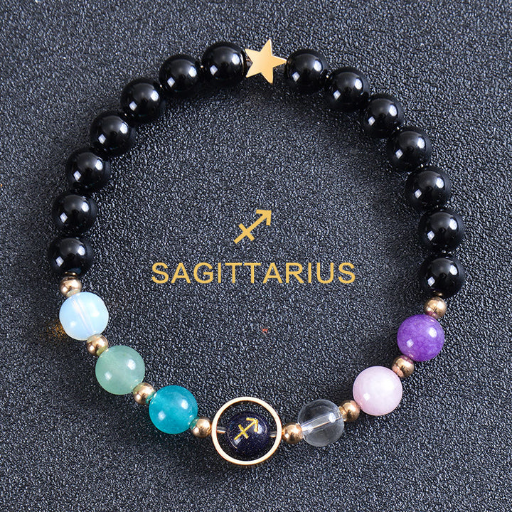 Olivenorma Twelve Constellations Eight Planets Gemstone Bracelet - Round Obsidian - Sagittarius - image 47