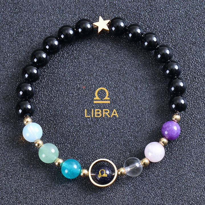 Olivenorma Twelve Constellations Eight Planets Gemstone Bracelet - Round Obsidian - Libra - image 45