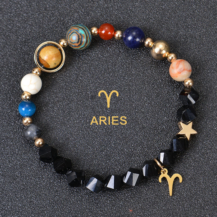 Olivenorma Twelve Constellations Eight Planets Gemstone Bracelet - Facted Obsidian - Aries - image 27