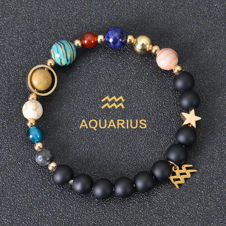 Olivenorma Twelve Constellations Eight Planets Gemstone Bracelet - Black Onyx - Aquarius - image 13