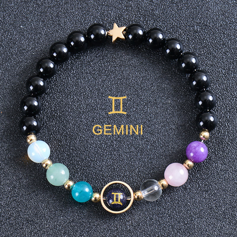 Olivenorma Twelve Constellations Eight Planets Gemstone Bracelet - Round Obsidian - Gemini - image 41