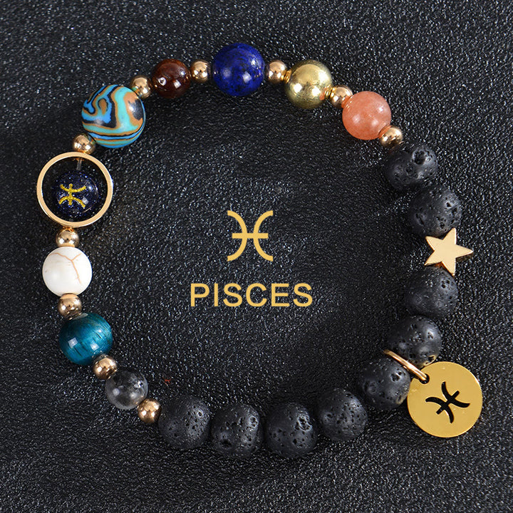 Olivenorma Twelve Constellations Eight Planets Gemstone Bracelet - Lava Stone - Pisces - image 26