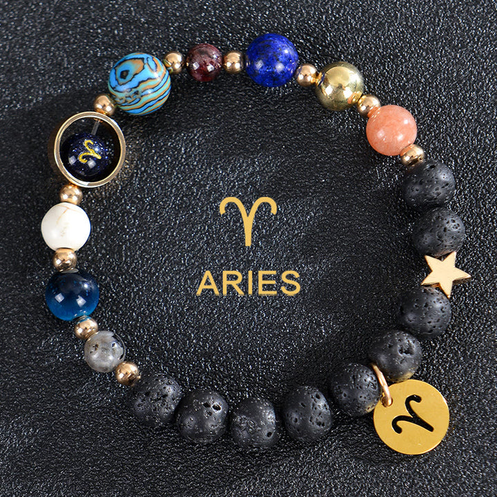 Olivenorma Twelve Constellations Eight Planets Gemstone Bracelet - Lava Stone - Aries - image 15