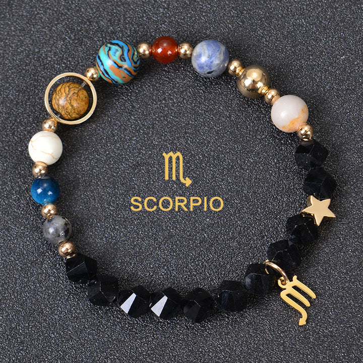 Olivenorma Twelve Constellations Eight Planets Gemstone Bracelet - Facted Obsidian - Scorpio - image 34