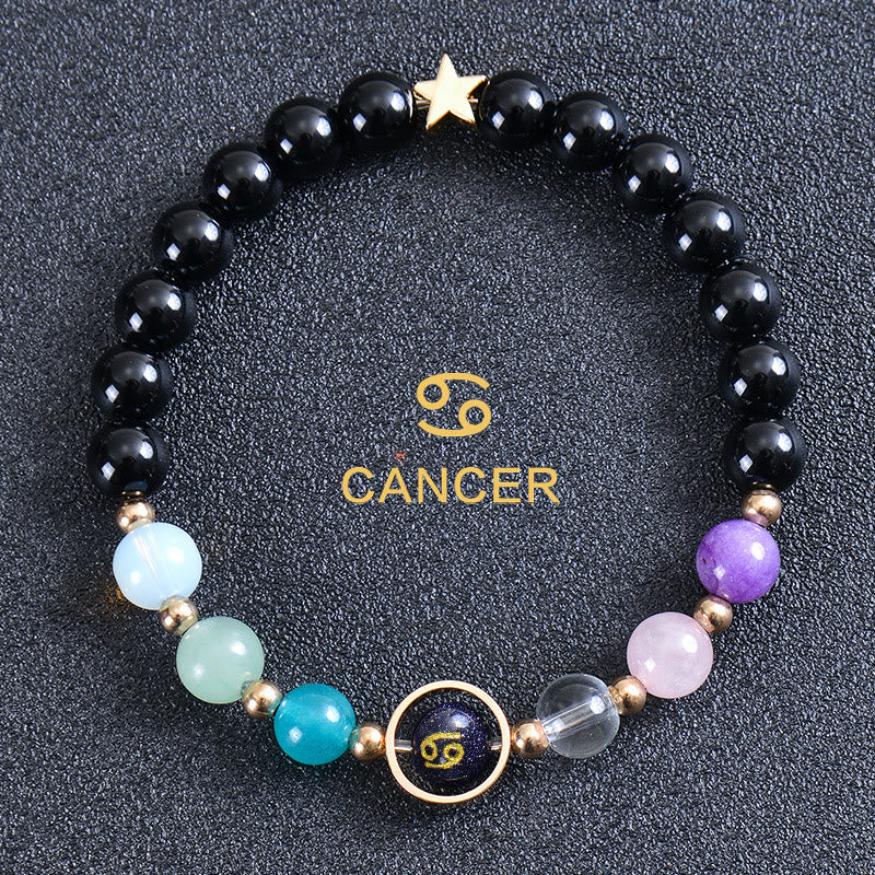 Olivenorma Twelve Constellations Eight Planets Gemstone Bracelet - Round Obsidian - Cancer - image 42