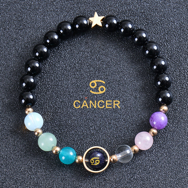 Olivenorma Twelve Constellations Eight Planets Gemstone Bracelet - Round Obsidian - Cancer - image 42