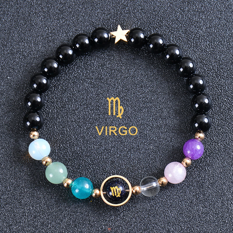 Olivenorma Twelve Constellations Eight Planets Gemstone Bracelet - Round Obsidian - Virgo - image 44