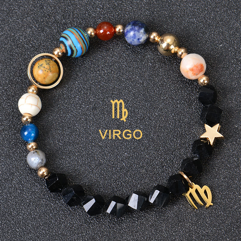 Olivenorma Twelve Constellations Eight Planets Gemstone Bracelet - Facted Obsidian - Virgo - image 32