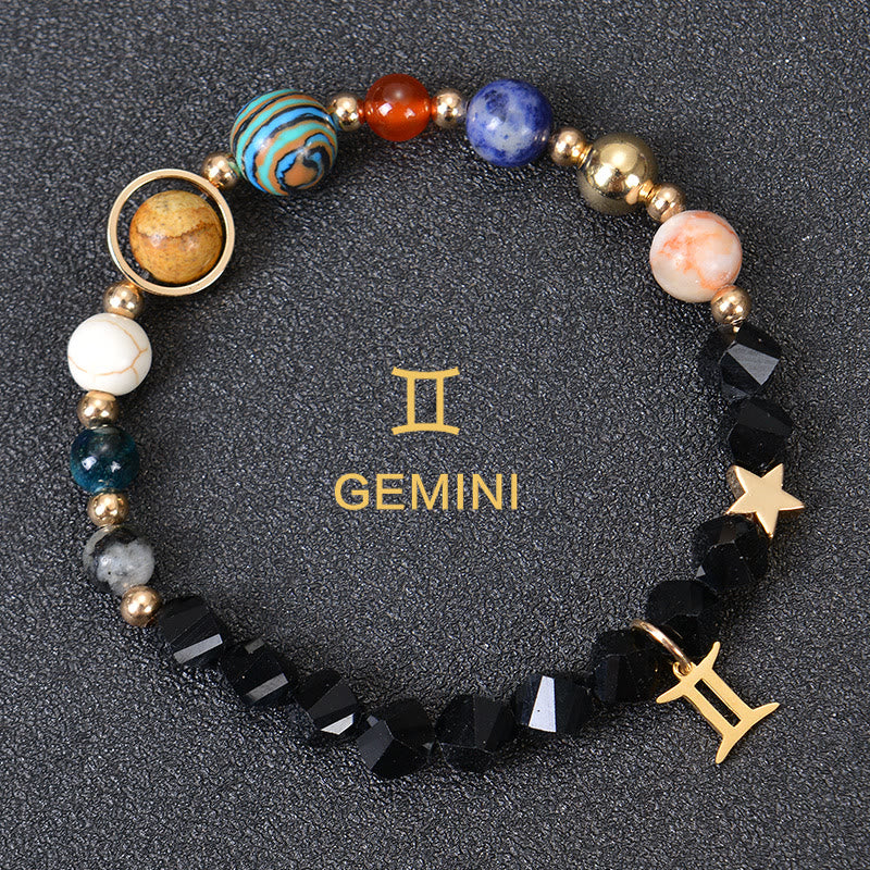 Olivenorma Twelve Constellations Eight Planets Gemstone Bracelet - Facted Obsidian - Gemini - image 29