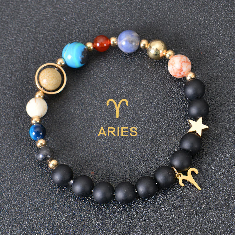 Olivenorma Twelve Constellations Eight Planets Gemstone Bracelet - Black Onyx - Aries - image 1