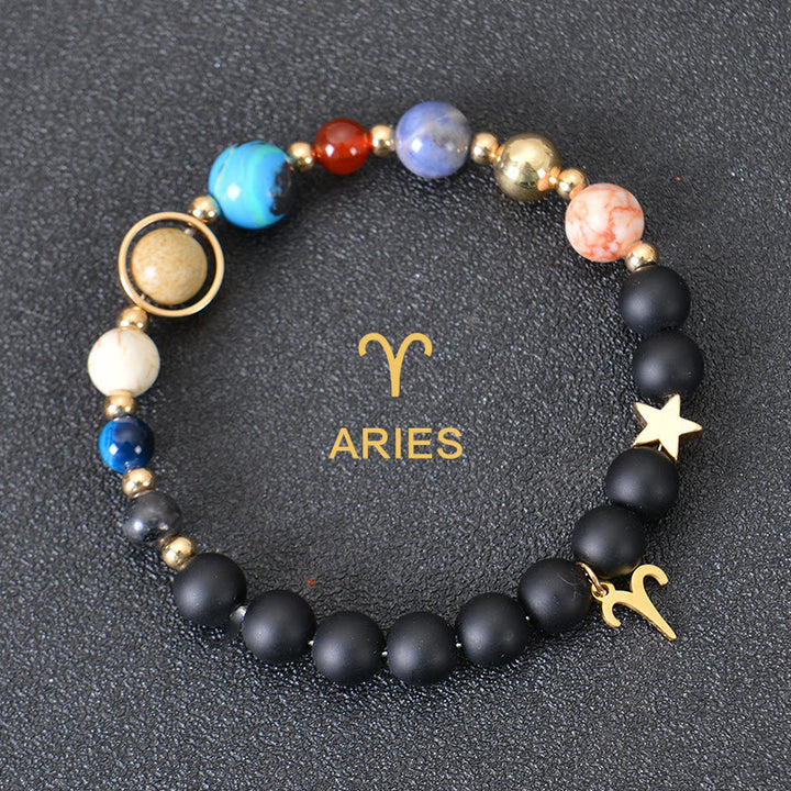 Olivenorma Twelve Constellations Eight Planets Gemstone Bracelet - Black Onyx - Aries - image 1