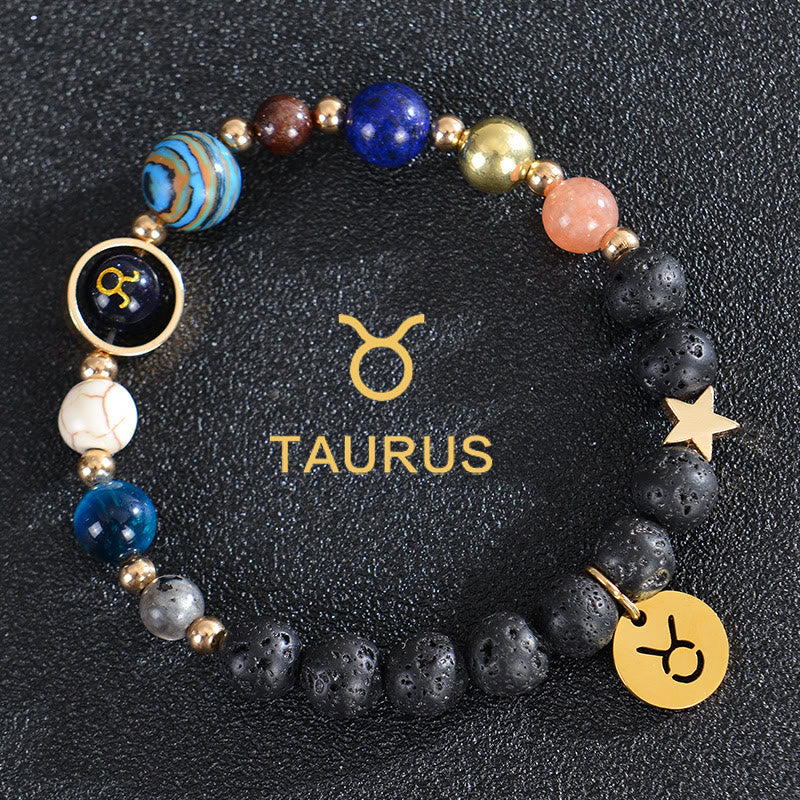 Olivenorma Twelve Constellations Eight Planets Gemstone Bracelet - Lava Stone - Taurus - image 16