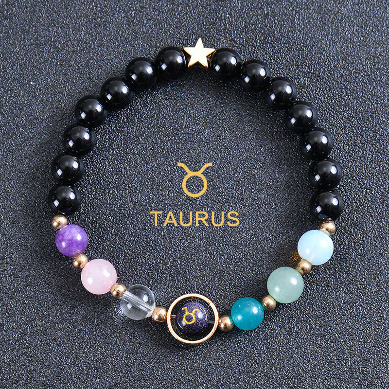Olivenorma Twelve Constellations Eight Planets Gemstone Bracelet - Round Obsidian - Taurus - image 40