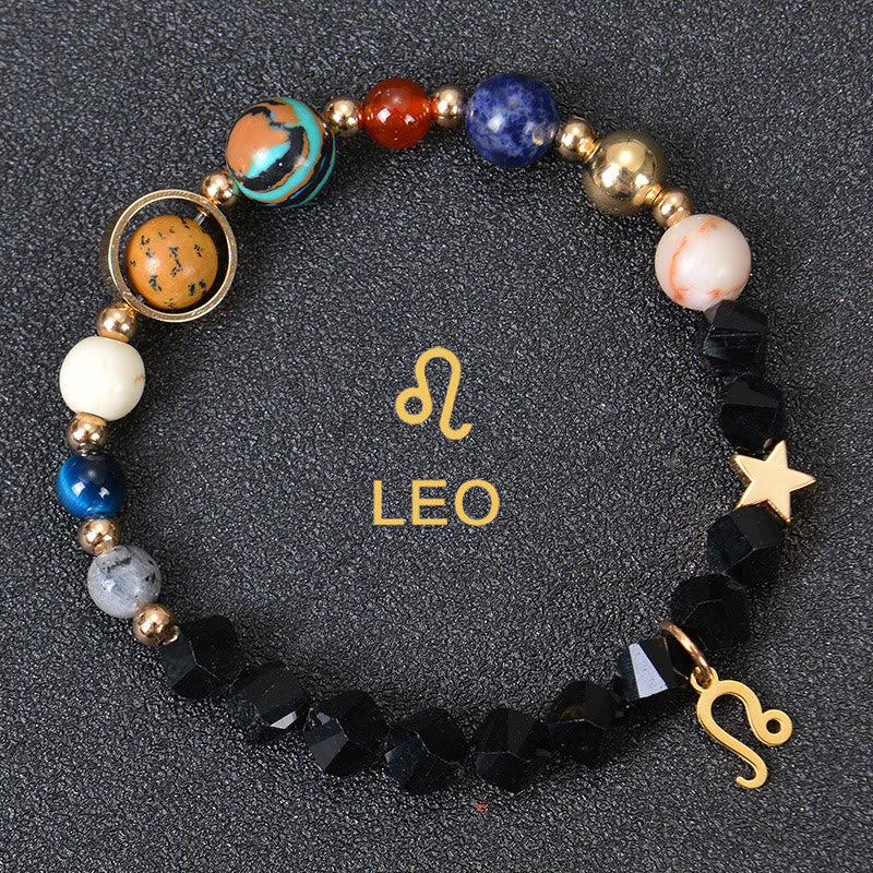 Olivenorma Twelve Constellations Eight Planets Gemstone Bracelet - Facted Obsidian - Leo - image 31