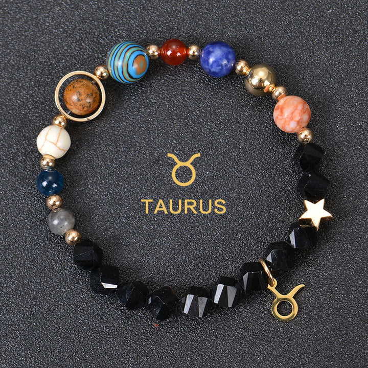 Olivenorma Twelve Constellations Eight Planets Gemstone Bracelet - Facted Obsidian - Taurus - image 28