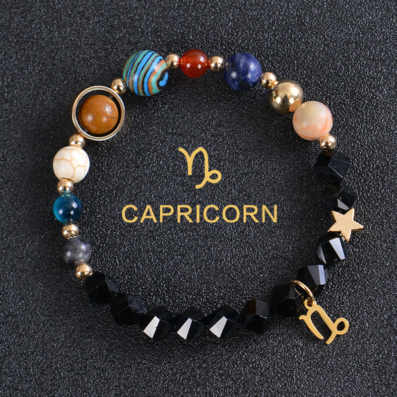 Olivenorma Twelve Constellations Eight Planets Gemstone Bracelet - Facted Obsidian - Capricorn - image 36