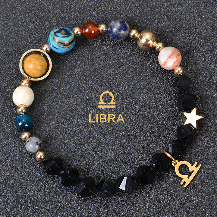 Olivenorma Twelve Constellations Eight Planets Gemstone Bracelet - Facted Obsidian - Libra - image 33