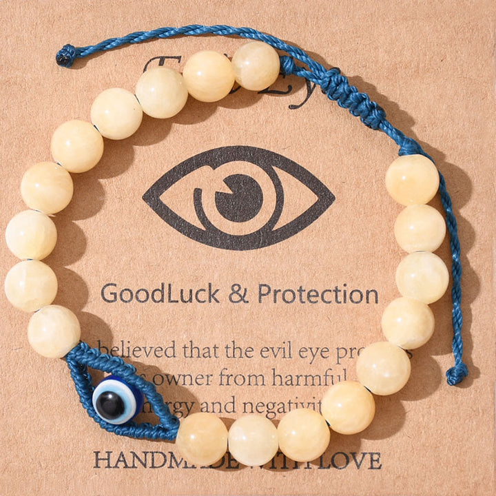 Olivenorma Evil Eye Good Luck & Protection Crystal Braided Bracelet - Orange Selenite Crystal - image 3