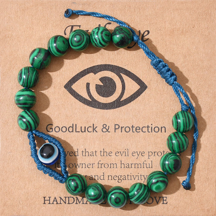 Olivenorma Evil Eye Good Luck & Protection Crystal Braided Bracelet - Malachite - image 16